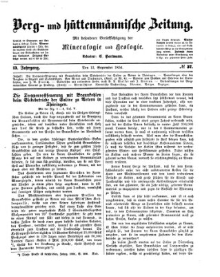 Berg- und hüttenmännische Zeitung Mittwoch 13. September 1854