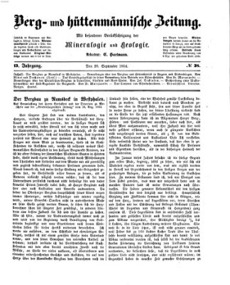 Berg- und hüttenmännische Zeitung Mittwoch 20. September 1854