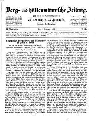 Berg- und hüttenmännische Zeitung Mittwoch 1. November 1854