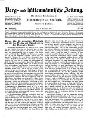 Berg- und hüttenmännische Zeitung Mittwoch 8. November 1854