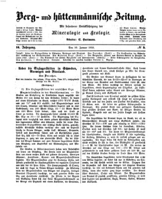 Berg- und hüttenmännische Zeitung Mittwoch 10. Januar 1855