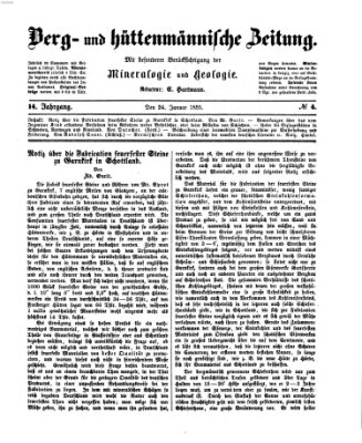 Berg- und hüttenmännische Zeitung Mittwoch 24. Januar 1855