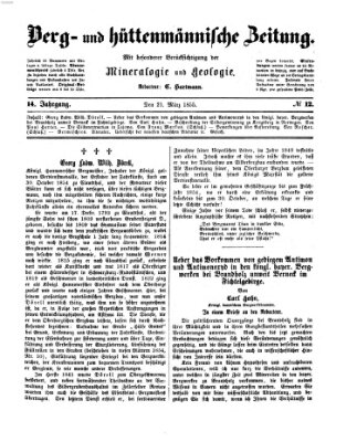 Berg- und hüttenmännische Zeitung Mittwoch 21. März 1855