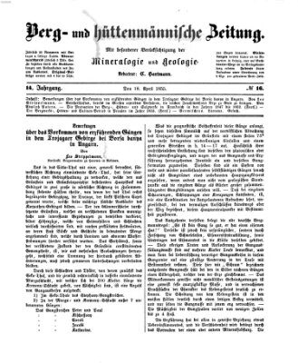 Berg- und hüttenmännische Zeitung Mittwoch 18. April 1855