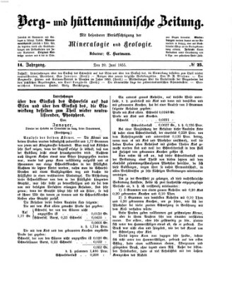 Berg- und hüttenmännische Zeitung Mittwoch 20. Juni 1855