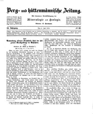 Berg- und hüttenmännische Zeitung Mittwoch 4. Juli 1855