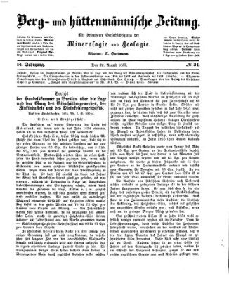 Berg- und hüttenmännische Zeitung Mittwoch 22. August 1855