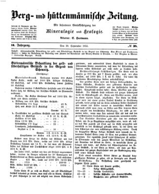 Berg- und hüttenmännische Zeitung Mittwoch 19. September 1855