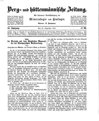 Berg- und hüttenmännische Zeitung Mittwoch 26. September 1855