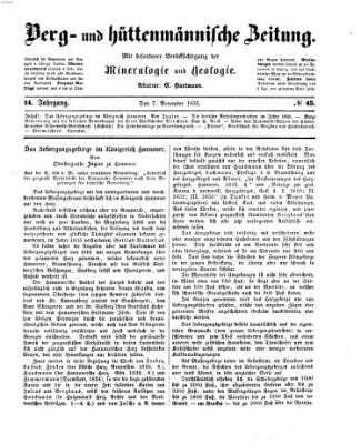 Berg- und hüttenmännische Zeitung Mittwoch 7. November 1855