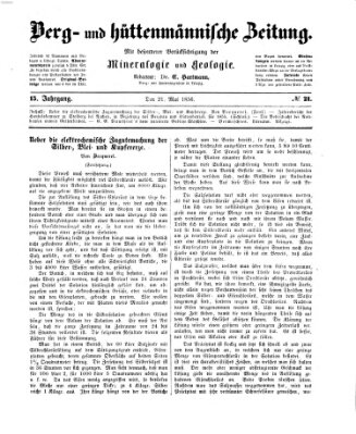 Berg- und hüttenmännische Zeitung Mittwoch 21. Mai 1856