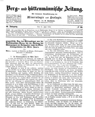 Berg- und hüttenmännische Zeitung Mittwoch 11. Juni 1856