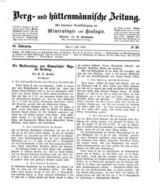 Berg- und hüttenmännische Zeitung Mittwoch 2. Juli 1856