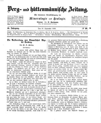 Berg- und hüttenmännische Zeitung Mittwoch 10. September 1856