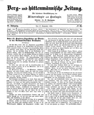 Berg- und hüttenmännische Zeitung Mittwoch 17. September 1856