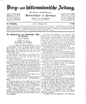 Berg- und hüttenmännische Zeitung Mittwoch 5. November 1856