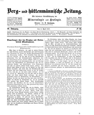 Berg- und hüttenmännische Zeitung Donnerstag 2. April 1857