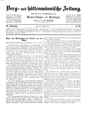 Berg- und hüttenmännische Zeitung Donnerstag 30. April 1857