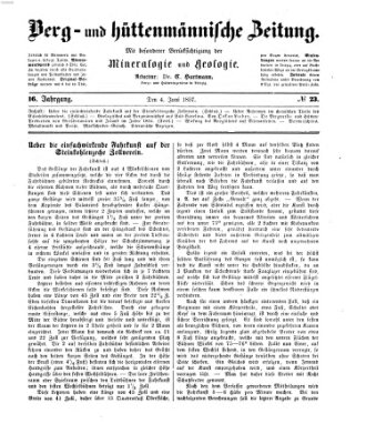 Berg- und hüttenmännische Zeitung Donnerstag 4. Juni 1857