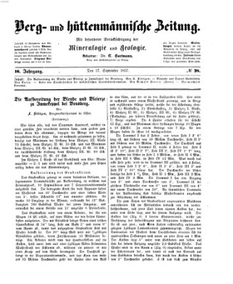 Berg- und hüttenmännische Zeitung Donnerstag 17. September 1857