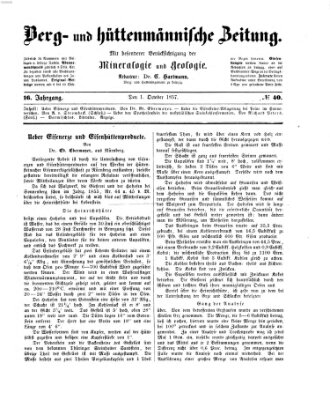 Berg- und hüttenmännische Zeitung Donnerstag 1. Oktober 1857