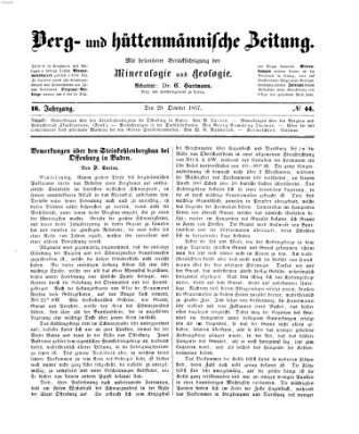 Berg- und hüttenmännische Zeitung Donnerstag 29. Oktober 1857