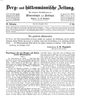 Berg- und hüttenmännische Zeitung Donnerstag 24. Dezember 1857