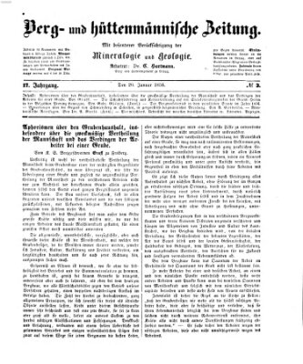 Berg- und hüttenmännische Zeitung Mittwoch 20. Januar 1858