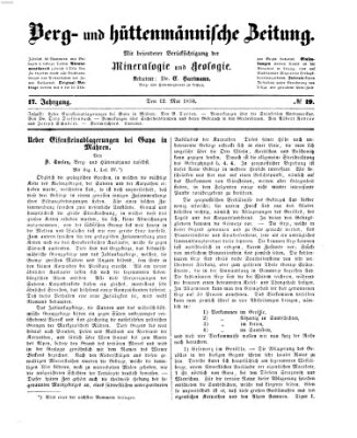 Berg- und hüttenmännische Zeitung Mittwoch 12. Mai 1858