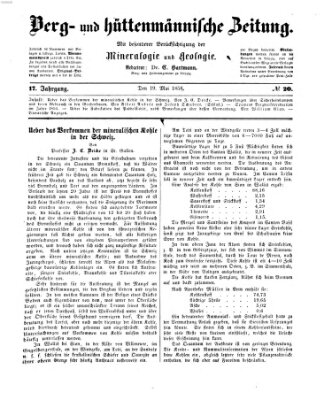 Berg- und hüttenmännische Zeitung Mittwoch 19. Mai 1858