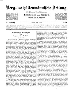 Berg- und hüttenmännische Zeitung Mittwoch 9. Juni 1858