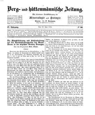 Berg- und hüttenmännische Zeitung Mittwoch 16. Juni 1858