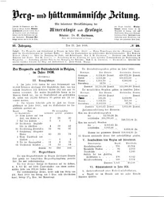 Berg- und hüttenmännische Zeitung Mittwoch 21. Juli 1858