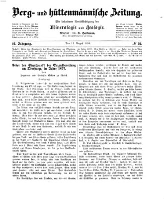 Berg- und hüttenmännische Zeitung Mittwoch 11. August 1858