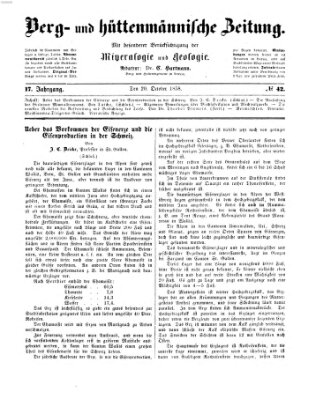 Berg- und hüttenmännische Zeitung Mittwoch 20. Oktober 1858