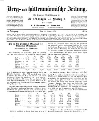 Berg- und hüttenmännische Zeitung Montag 24. Januar 1859