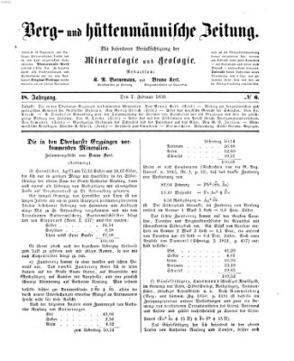 Berg- und hüttenmännische Zeitung Montag 7. Februar 1859