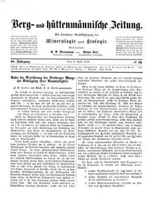 Berg- und hüttenmännische Zeitung Montag 4. April 1859