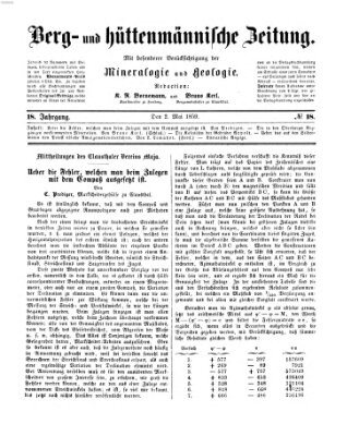 Berg- und hüttenmännische Zeitung Montag 2. Mai 1859