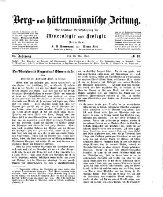 Berg- und hüttenmännische Zeitung Montag 23. Mai 1859