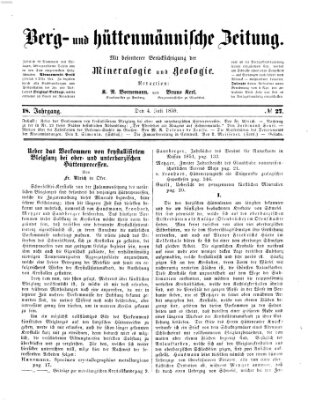 Berg- und hüttenmännische Zeitung Montag 4. Juli 1859