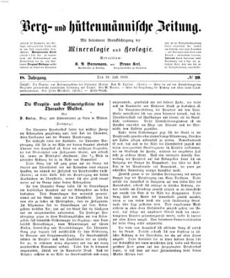 Berg- und hüttenmännische Zeitung Montag 18. Juli 1859