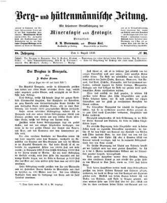 Berg- und hüttenmännische Zeitung Montag 1. August 1859