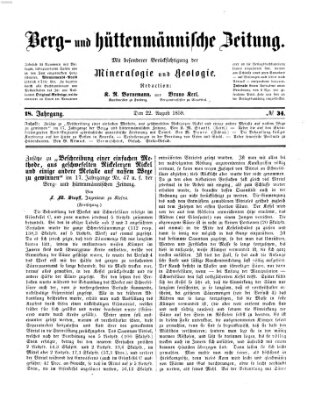 Berg- und hüttenmännische Zeitung Montag 22. August 1859