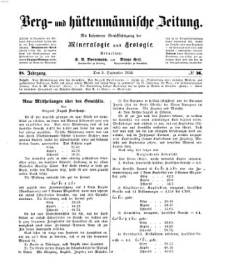 Berg- und hüttenmännische Zeitung Montag 5. September 1859