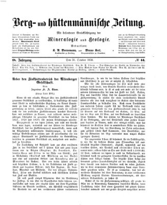 Berg- und hüttenmännische Zeitung Montag 31. Oktober 1859