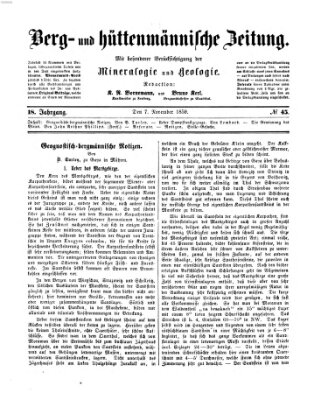 Berg- und hüttenmännische Zeitung Montag 7. November 1859