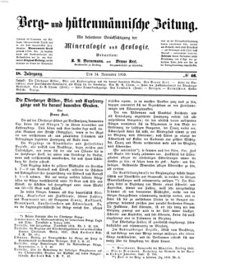 Berg- und hüttenmännische Zeitung Montag 14. November 1859