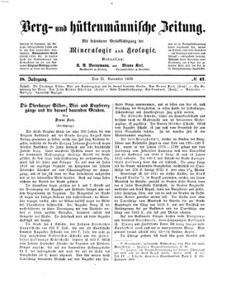 Berg- und hüttenmännische Zeitung Montag 21. November 1859