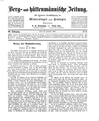 Berg- und hüttenmännische Zeitung Montag 13. Februar 1860